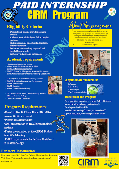 CIRM Internship flyer