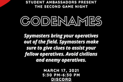 Student Ambassadors Game Night: CODENAMES